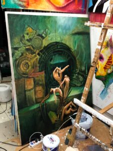 image of a large painting ready for wrapping and moving for the blog Top 6 Essentials When Buying Art