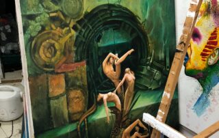 image of a large painting ready for wrapping and moving for the blog Top 6 Essentials When Buying Art