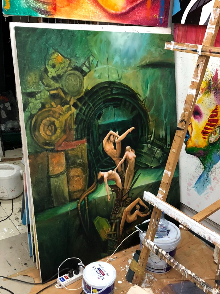 large painting ready for wrapping and moving