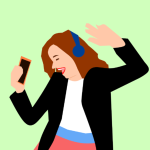 digital painting of women listening to music